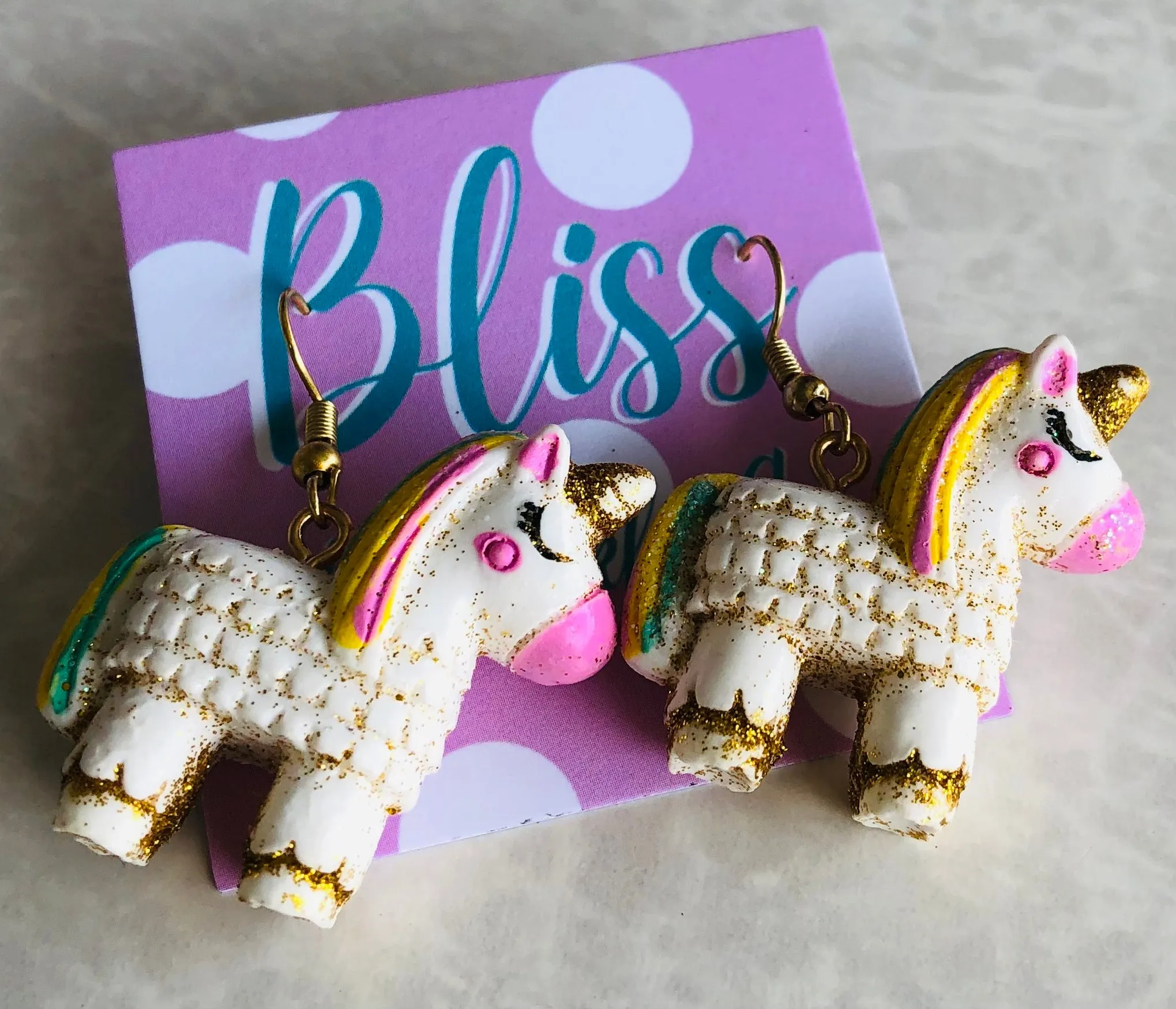 3D Glitter Unicorn Earring