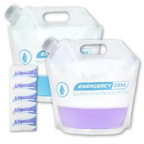 4 Liter / 1 Gallon Water Pouch with Water Treatment Tablets