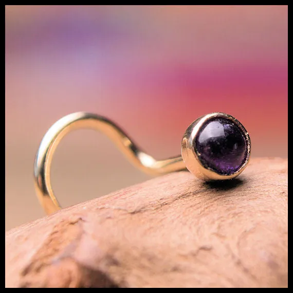 Amethyst in Gold Nose Stud