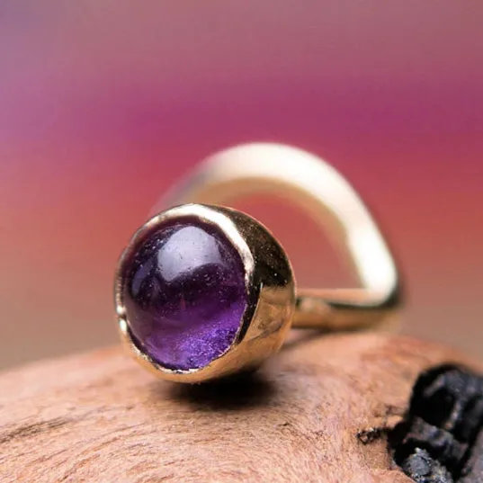 Amethyst in Gold Nose Stud