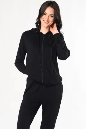 Ashley Bamboo Zipped Hoodie - Black