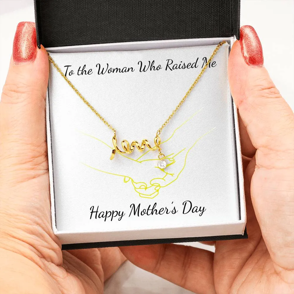 Beautiful Stone Love Scripted Necklace Mothers Day Gift With Mother's Day Wish Card