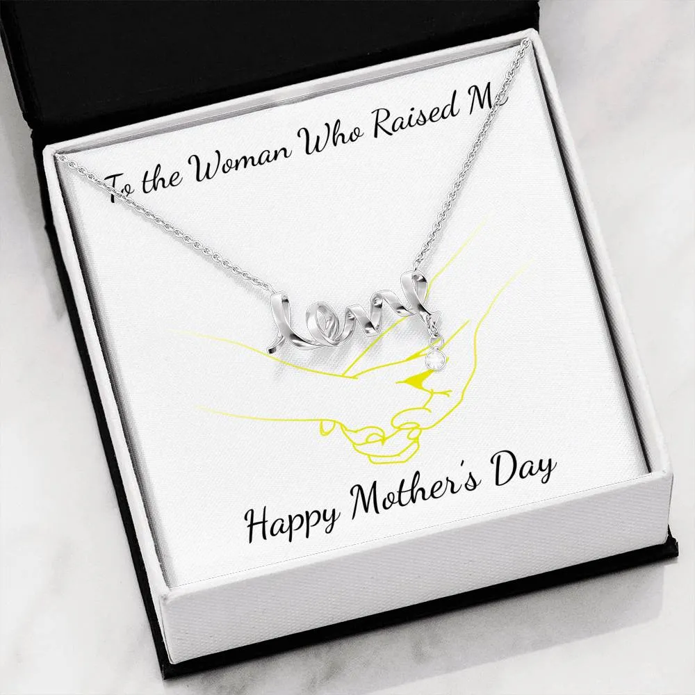 Beautiful Stone Love Scripted Necklace Mothers Day Gift With Mother's Day Wish Card