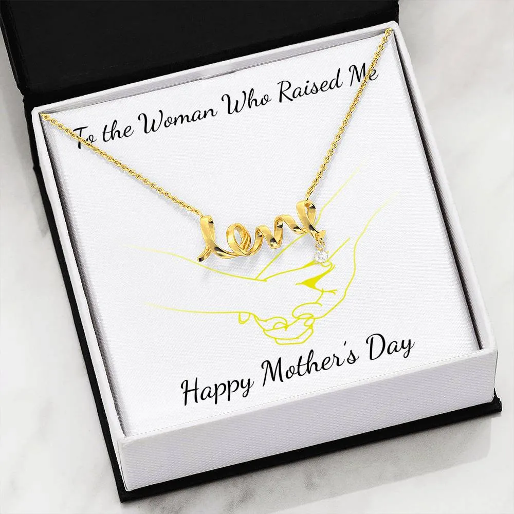 Beautiful Stone Love Scripted Necklace Mothers Day Gift With Mother's Day Wish Card