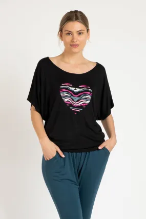 Betty Basics Maui Tee in Black with Amore Print