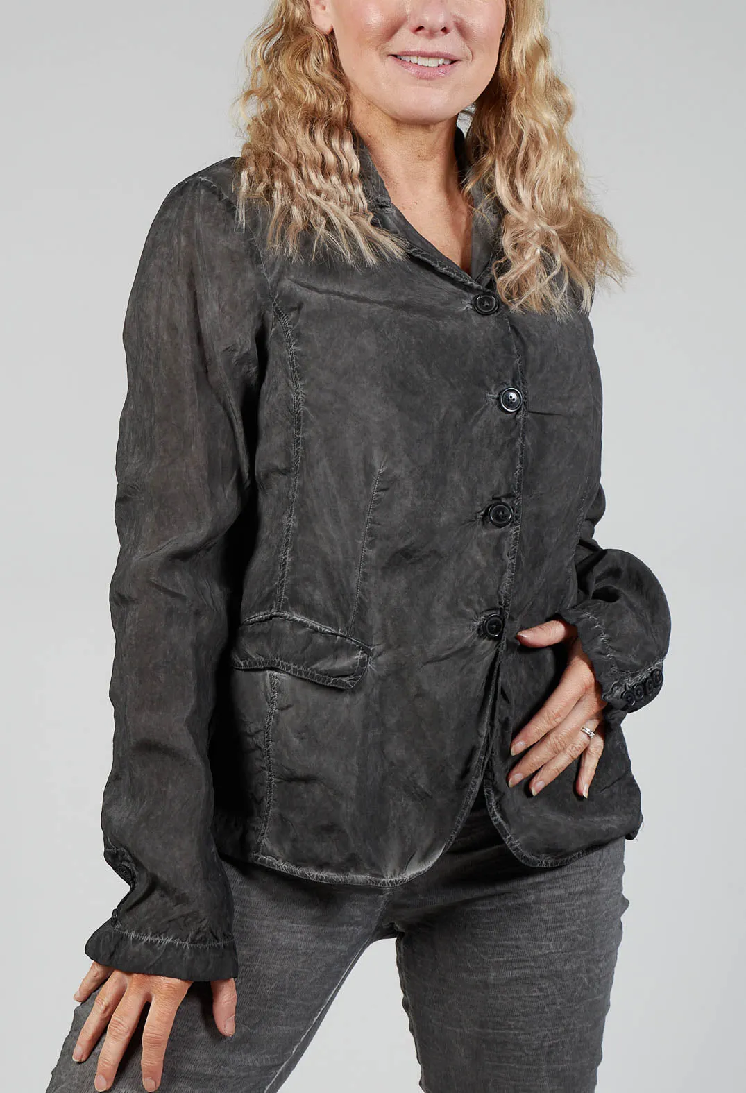 Bleached Jacket in Coal Cloud