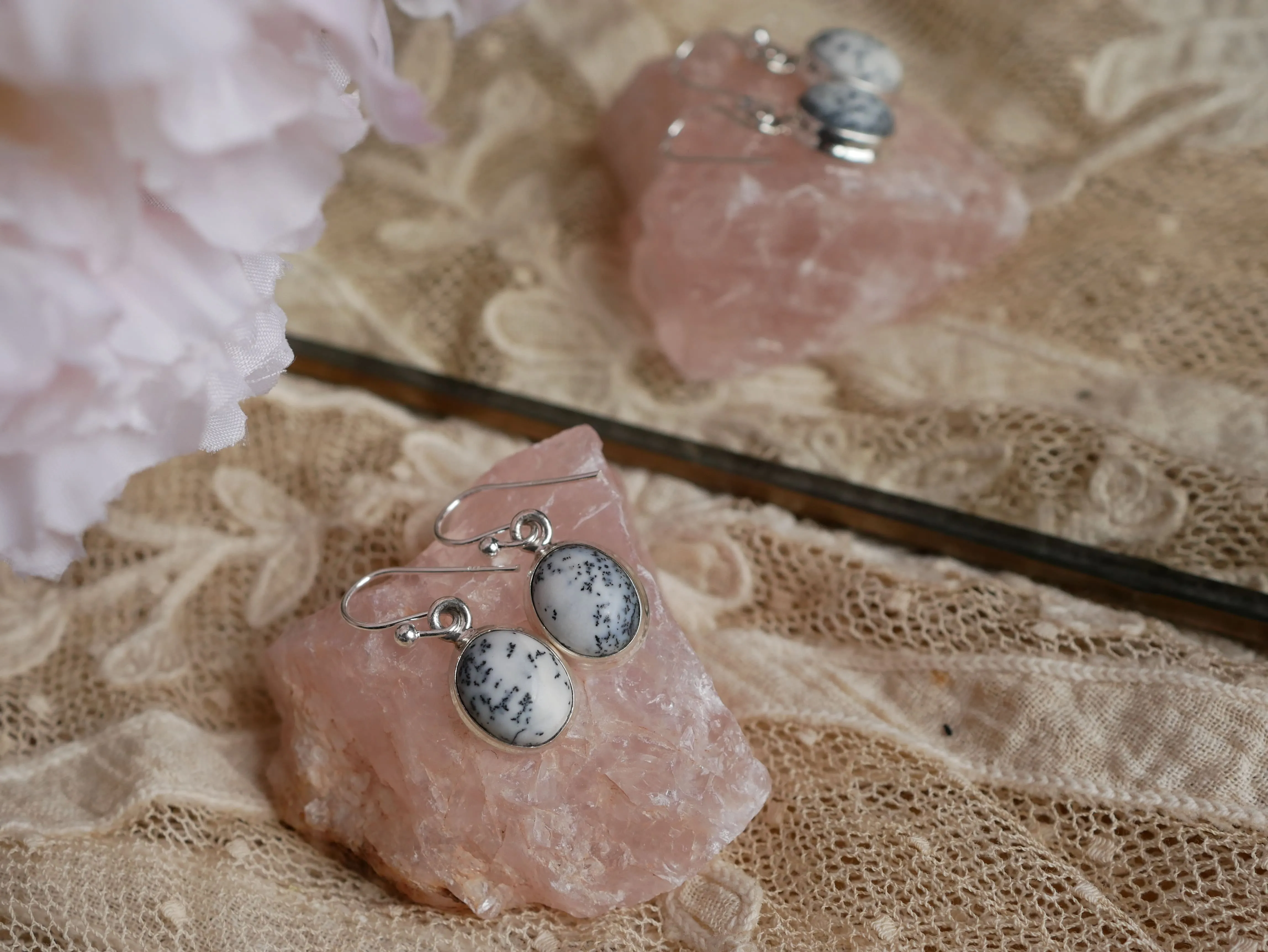 Dendritic Agate Ari Earrings