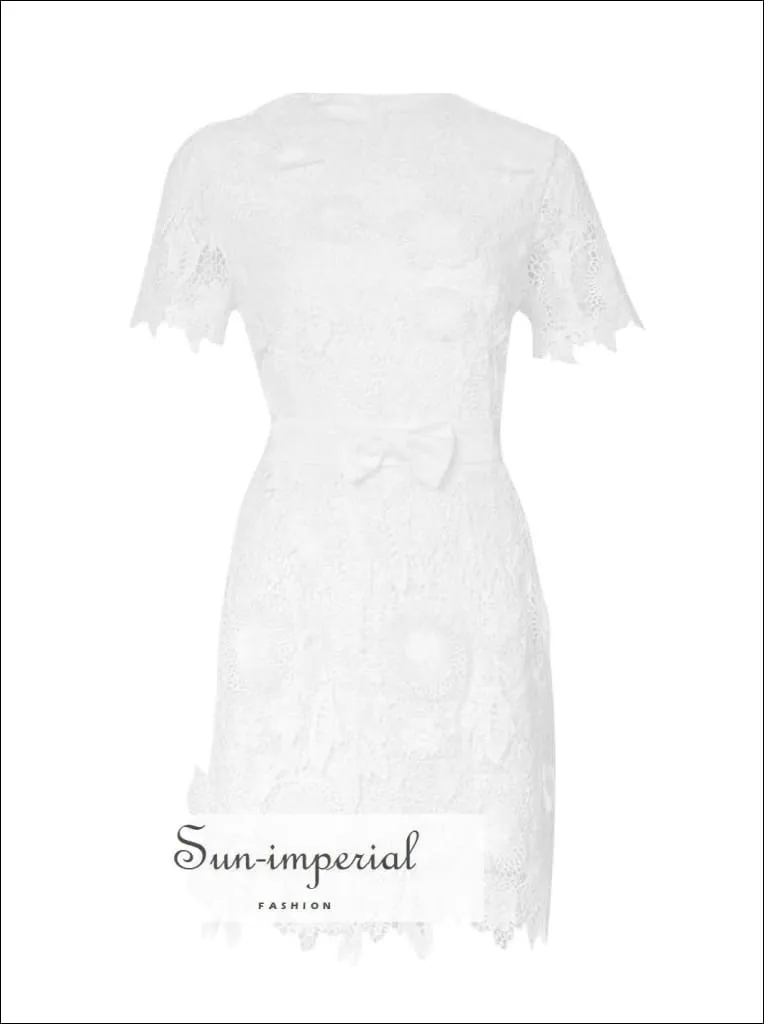 Dolores Dress - Casual Lace Patchwork Lace Mini Dress High Waist Short Sleeve Women Dress