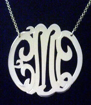 Extra Large Sterling Silver Monogram Necklace