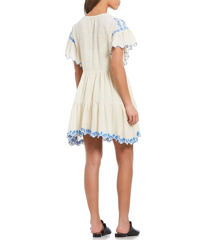 FREE PEOPLE Santiago Embroidered Mini Endless Summer Dress