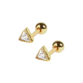 Geo Triangle Piercing Barbell Ball Back Earrings Sleeper Earrings