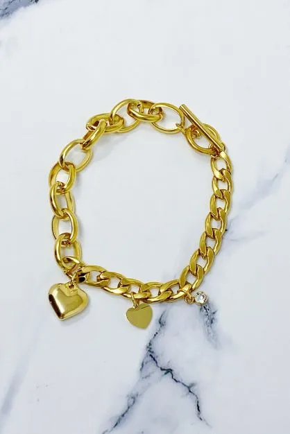 Gold Heart Charm Bracelet