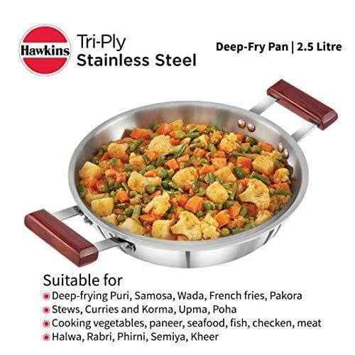 Hawkins Tri-ply Stainless Steel Deep-Fry Pan 2.5 Litre