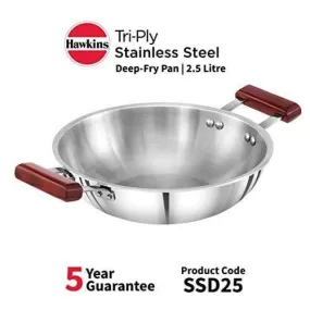 Hawkins Tri-ply Stainless Steel Deep-Fry Pan 2.5 Litre