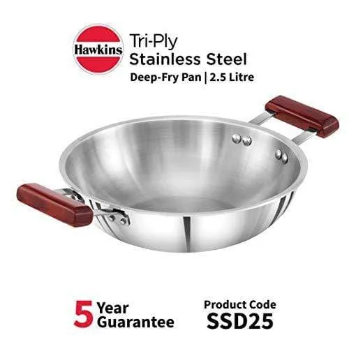 Hawkins Tri-ply Stainless Steel Deep-Fry Pan 2.5 Litre