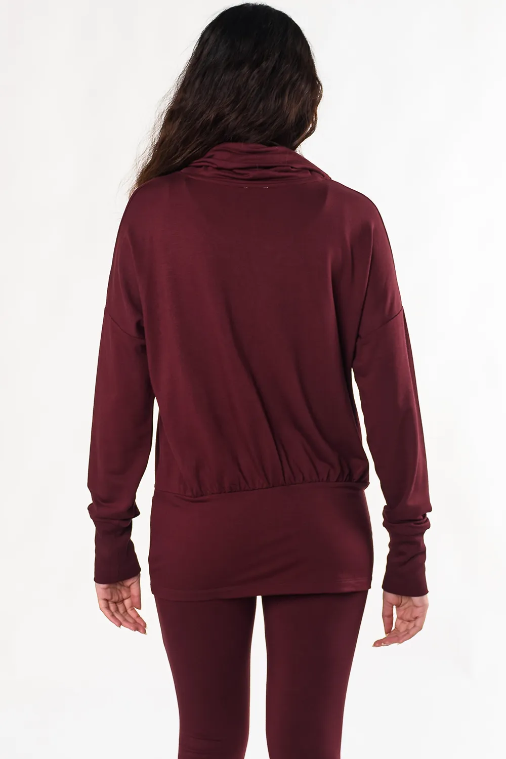 Hazel Cowl Neck Bamboo Top - Wine