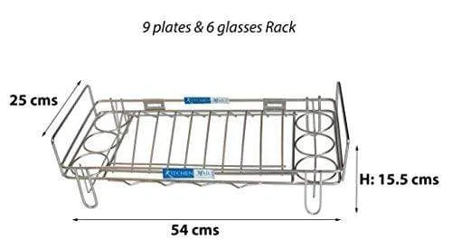 Kitchen Mart Stainless Steel Glass and plate stand (9 plate slots)