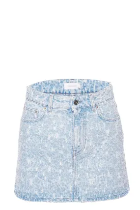 Light Wash Textured Denim Mini Skirt