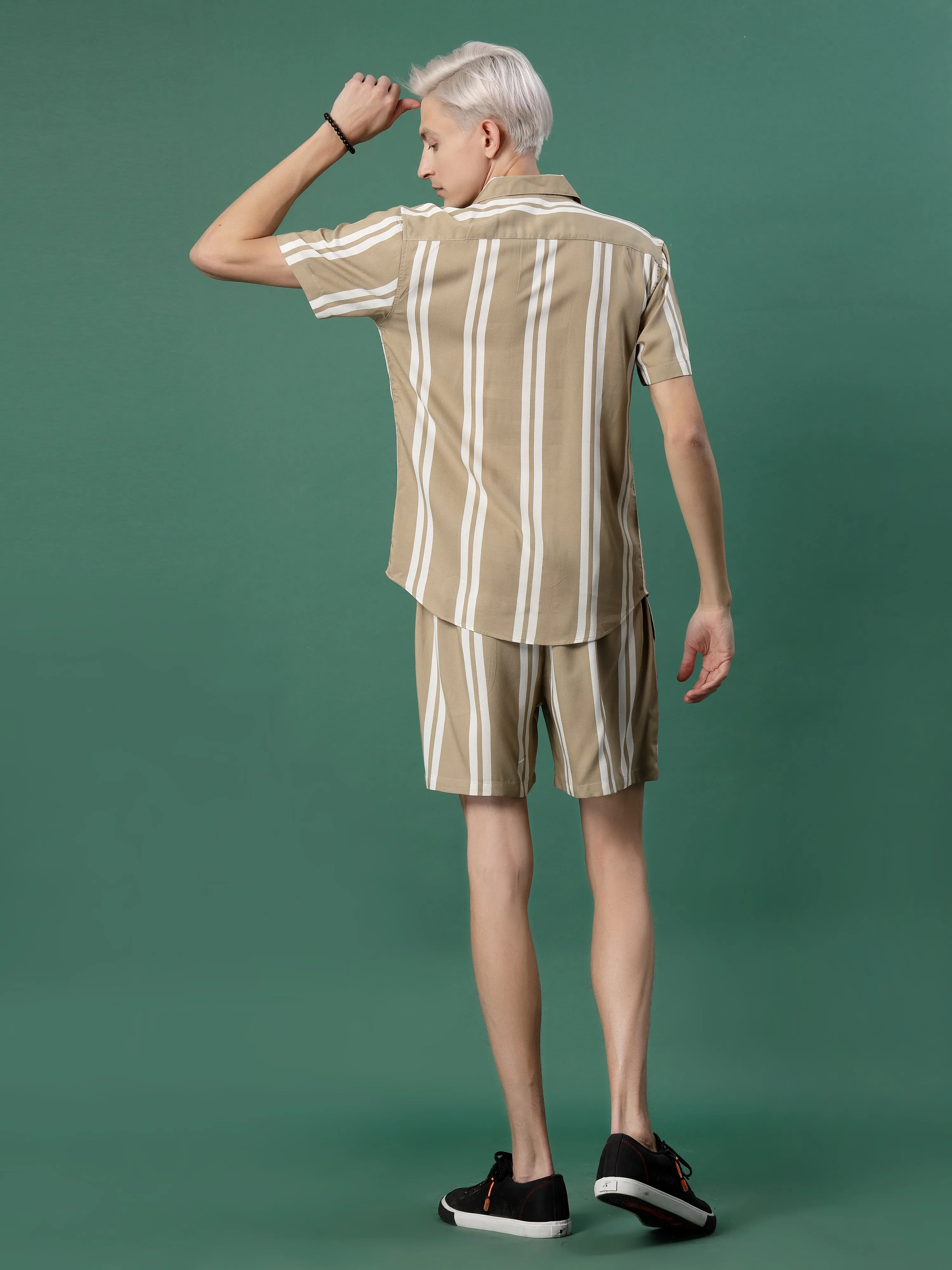 Men Striped Rayon Co-ords Set