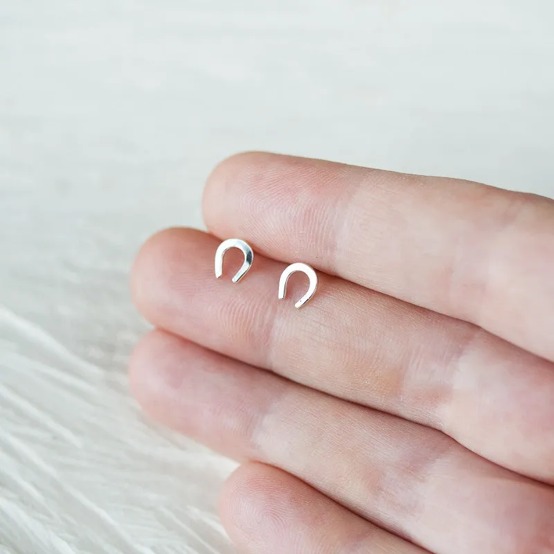 Mini Lucky Horseshoe Stud Earrings