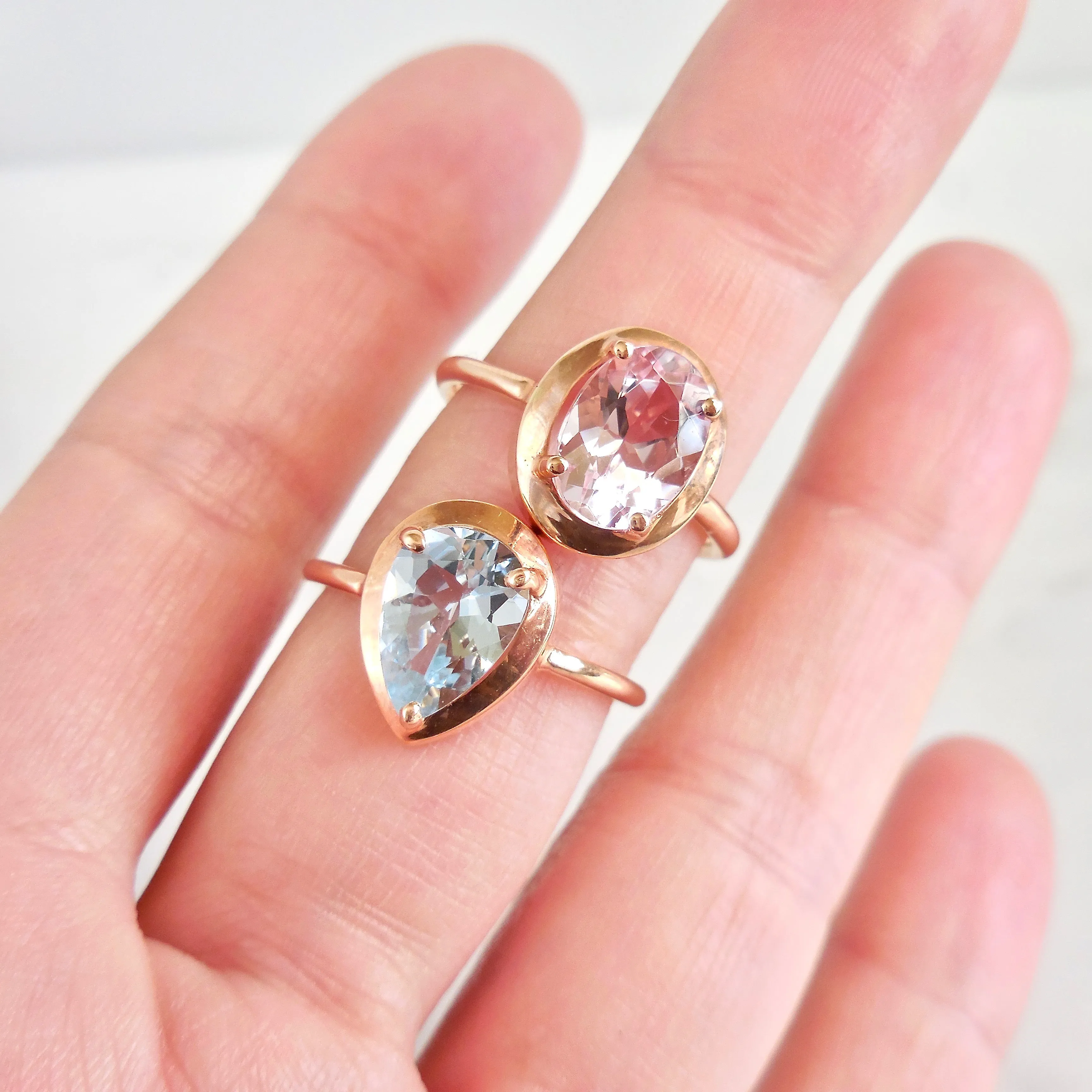 Morganite Rose Gold Engagement Ring - Oval Morganite Ring - Unique Oval Morganite Ring