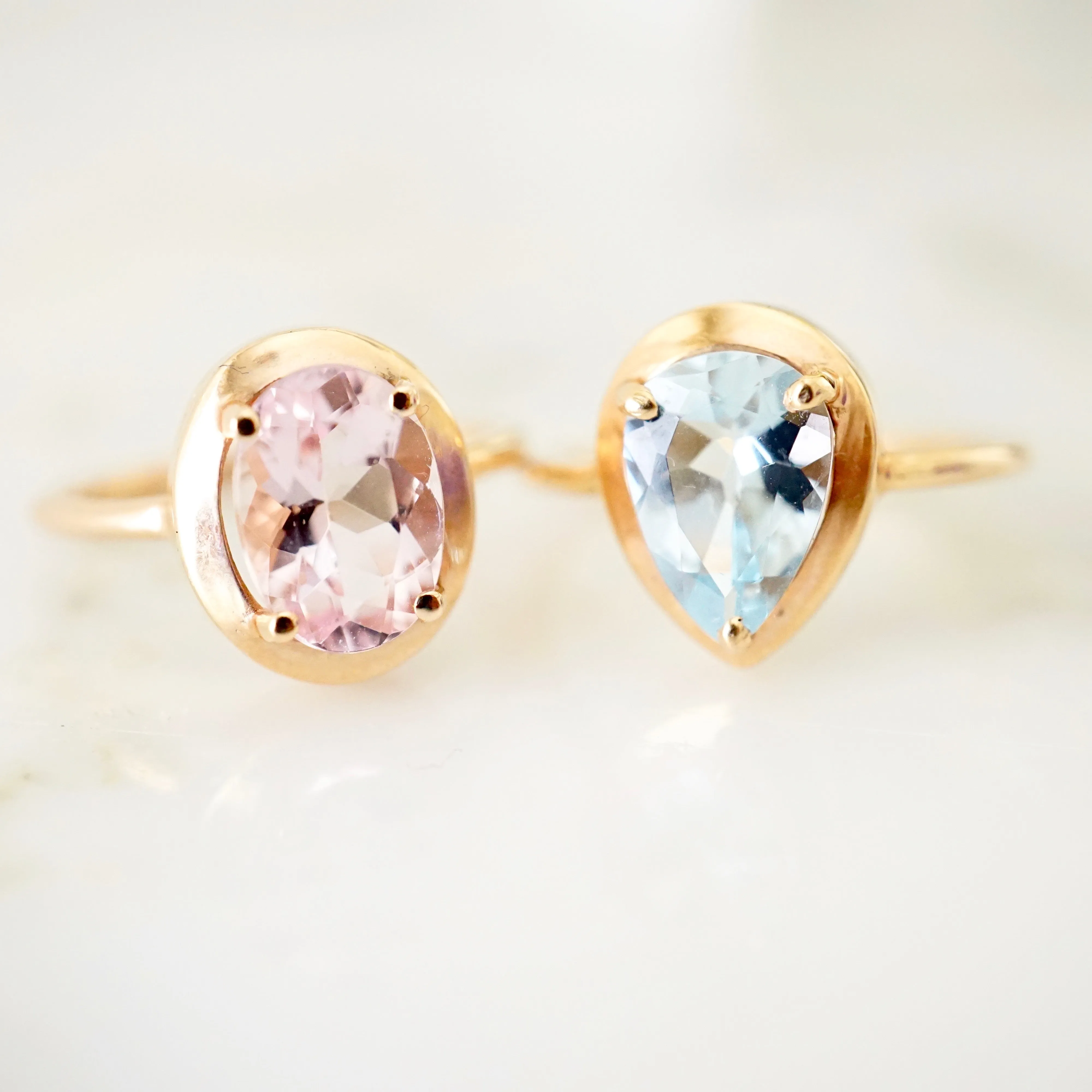 Morganite Rose Gold Engagement Ring - Oval Morganite Ring - Unique Oval Morganite Ring