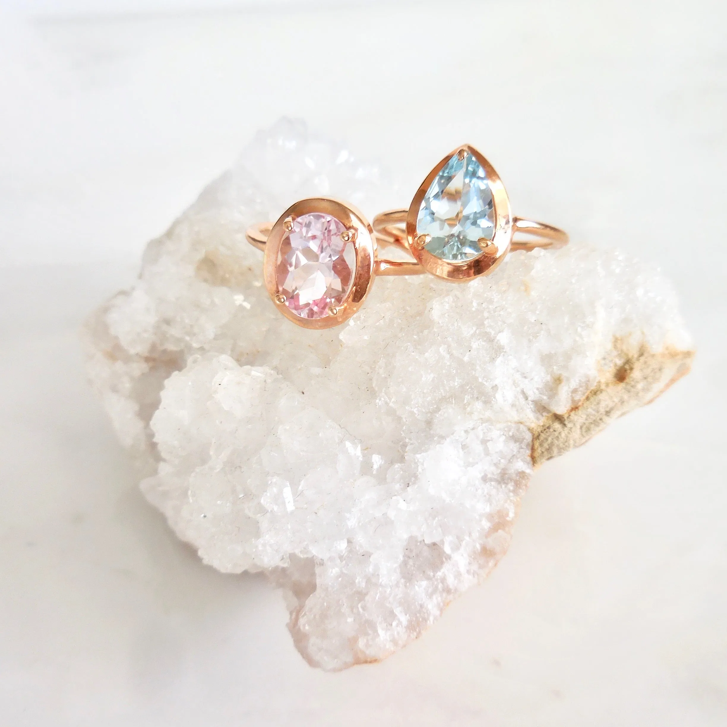 Morganite Rose Gold Engagement Ring - Oval Morganite Ring - Unique Oval Morganite Ring