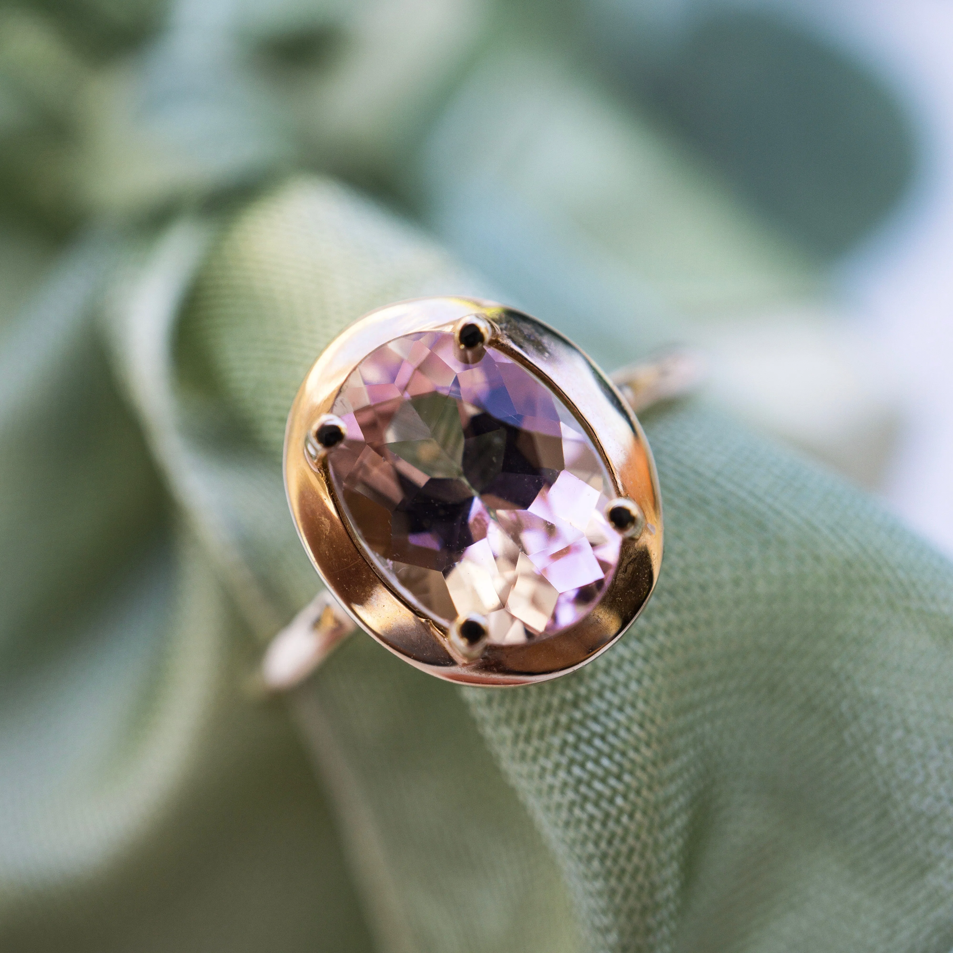 Morganite Rose Gold Engagement Ring - Oval Morganite Ring - Unique Oval Morganite Ring