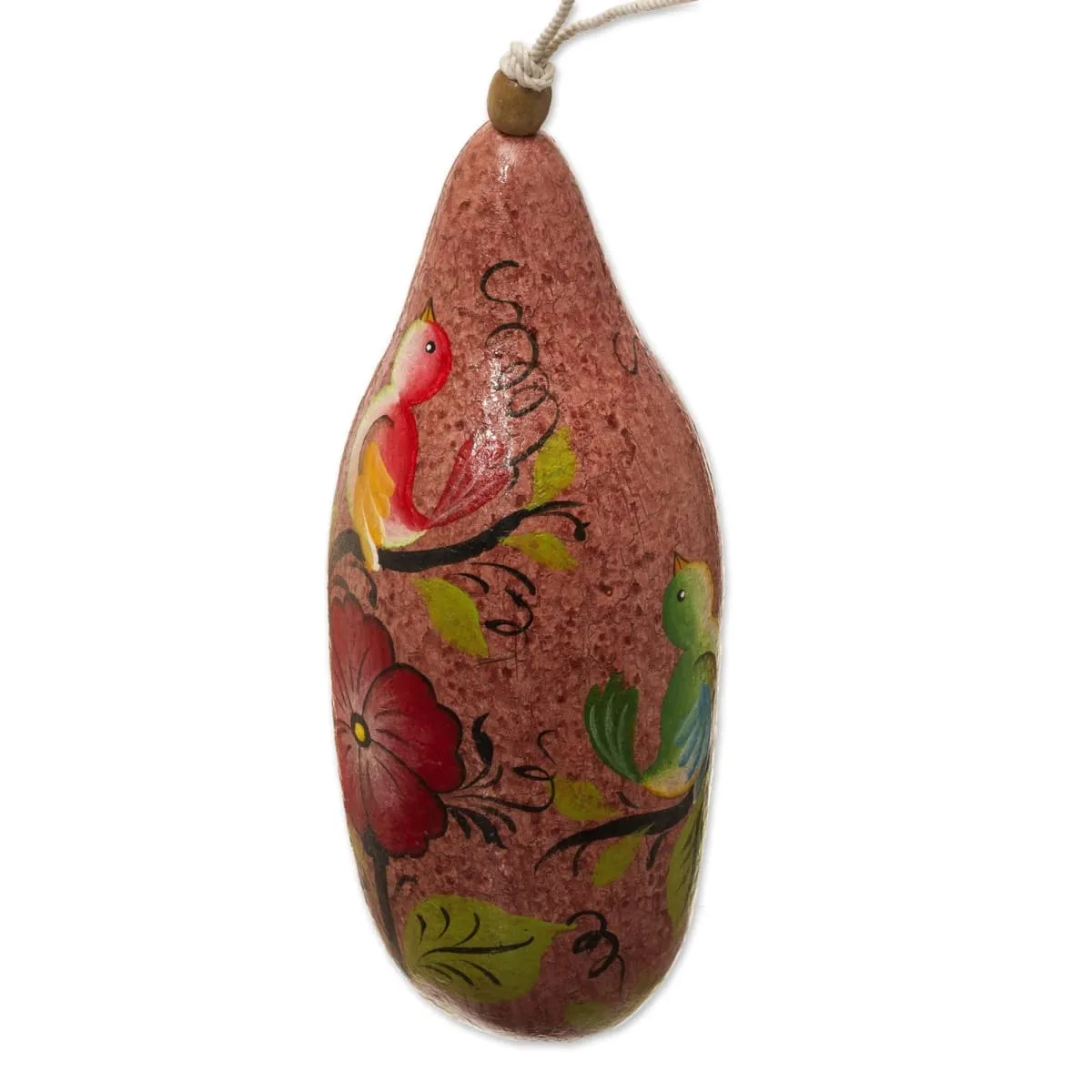 Novica Blossoms On Blush Hand Painted Gourd Birdhouse