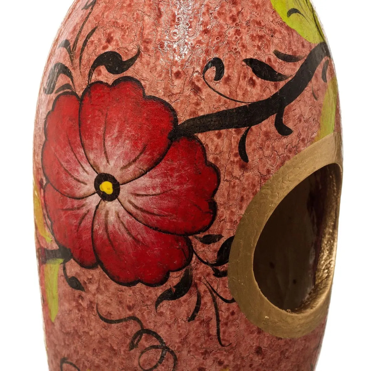 Novica Blossoms On Blush Hand Painted Gourd Birdhouse