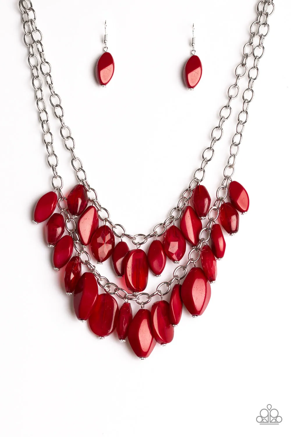 Paparazzi Accessories  - Royal Retreat #N103 Peg -  Red Necklace