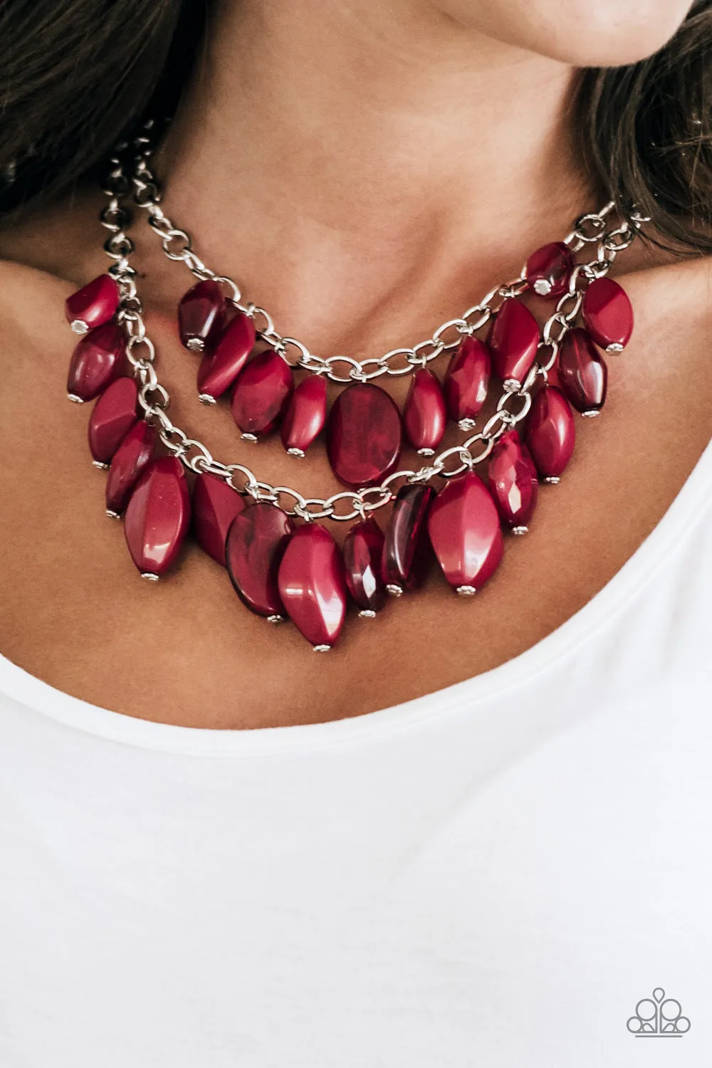 Paparazzi Accessories  - Royal Retreat #N103 Peg -  Red Necklace