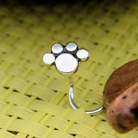 Paw Print Nose Stud Sterling Silver