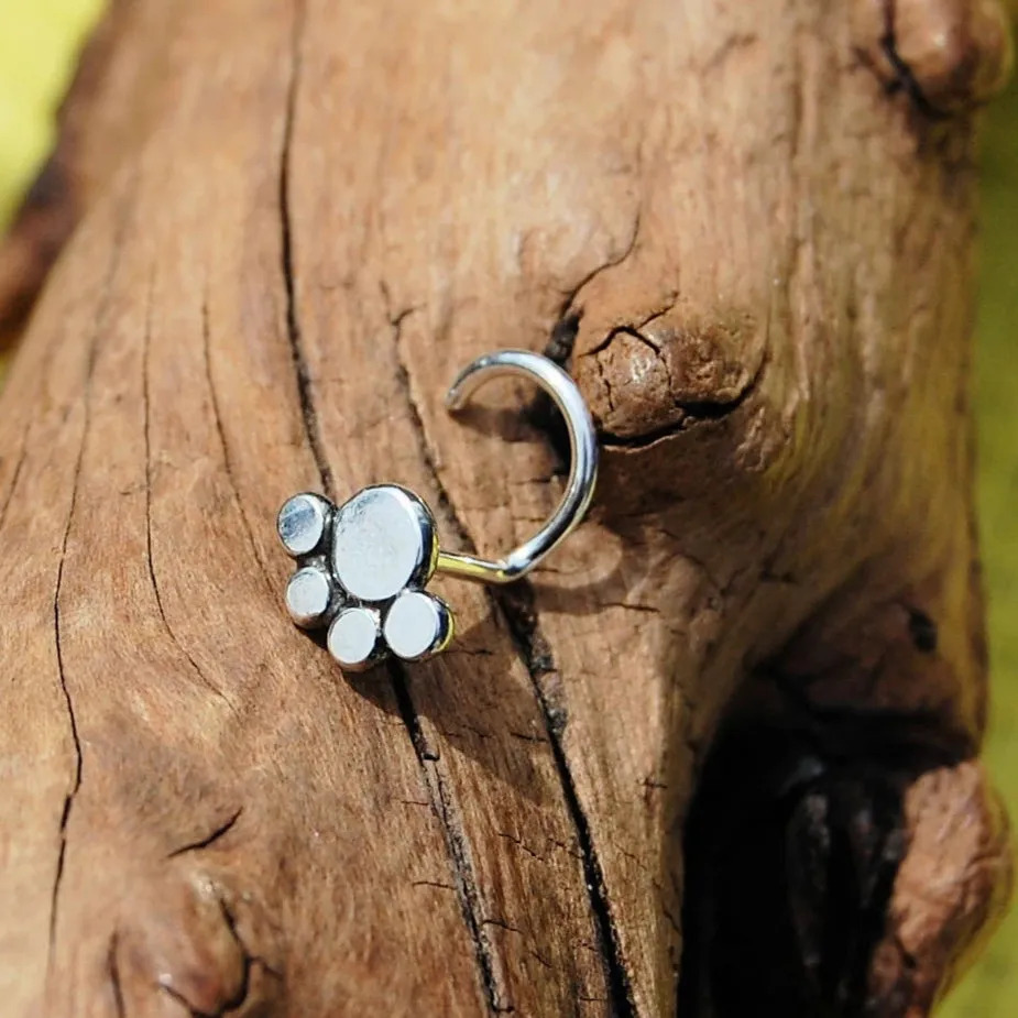 Paw Print Nose Stud Sterling Silver