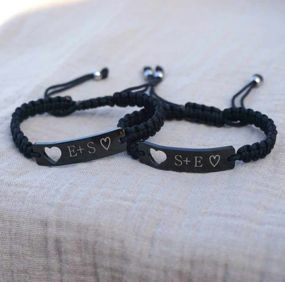 Personalized Bar Bracelets with Hearts