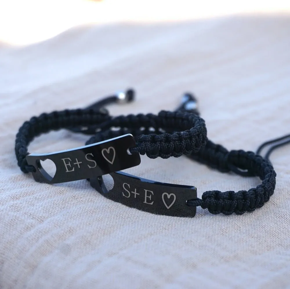 Personalized Bar Bracelets with Hearts