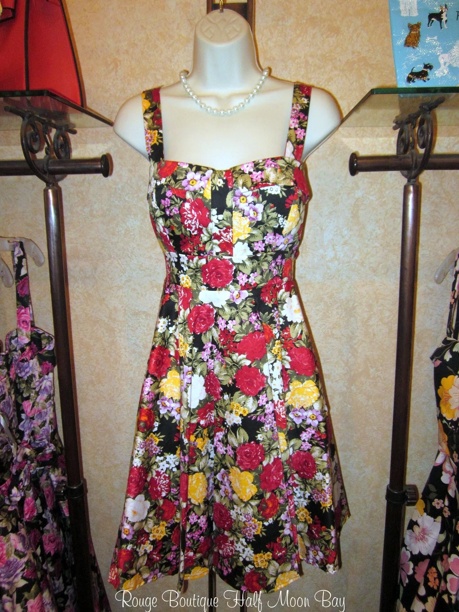 Retro tie-back Floral Hostess dress