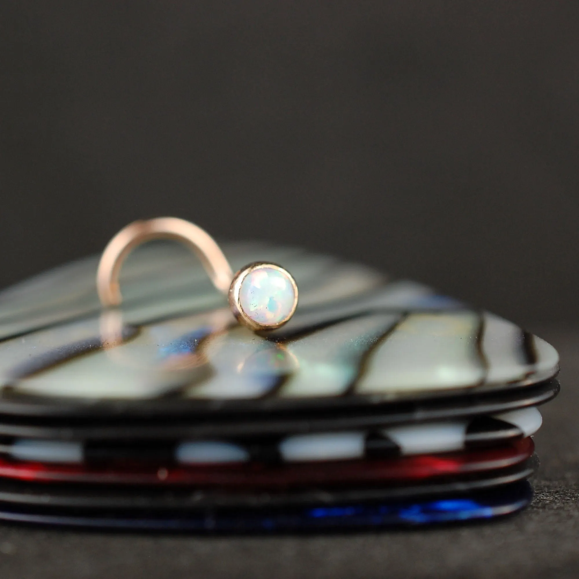 Rose Gold and Opal Nose Stud