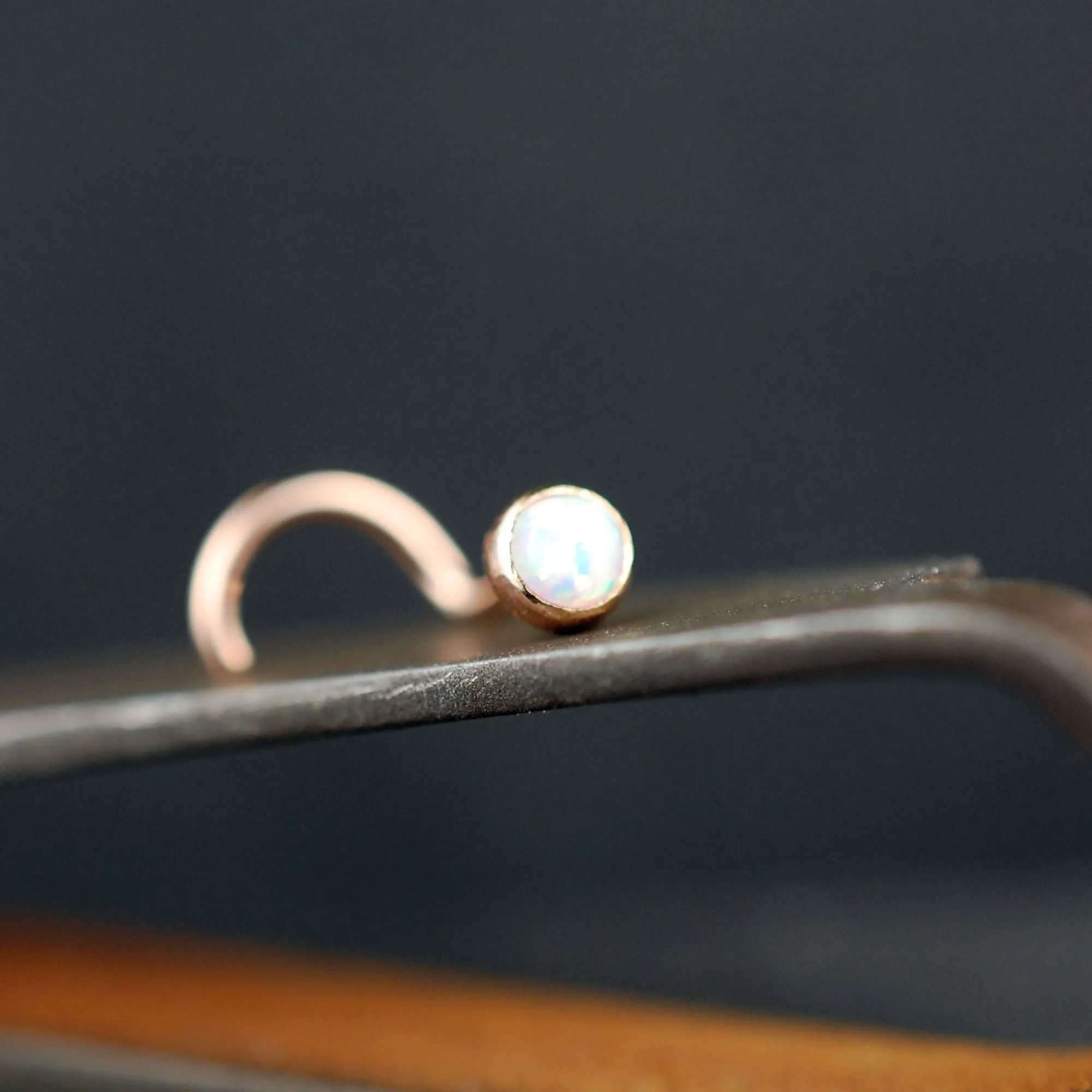 Rose Gold and Opal Nose Stud