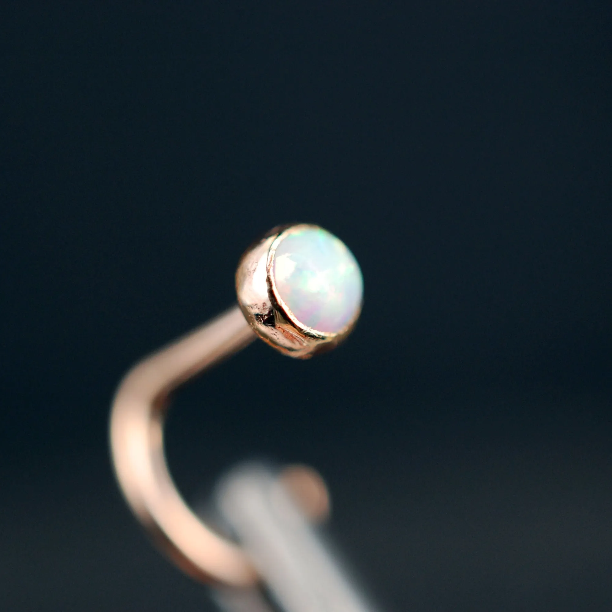 Rose Gold and Opal Nose Stud