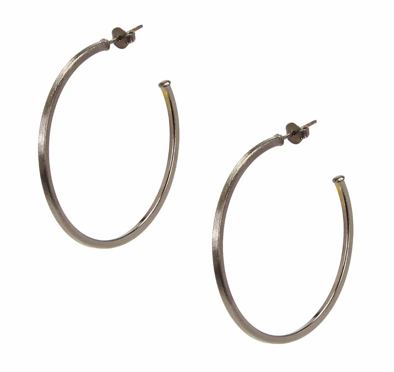 Sheila Fajl Perfect Square Tube Hoop Earrings in Gunmetal Plated