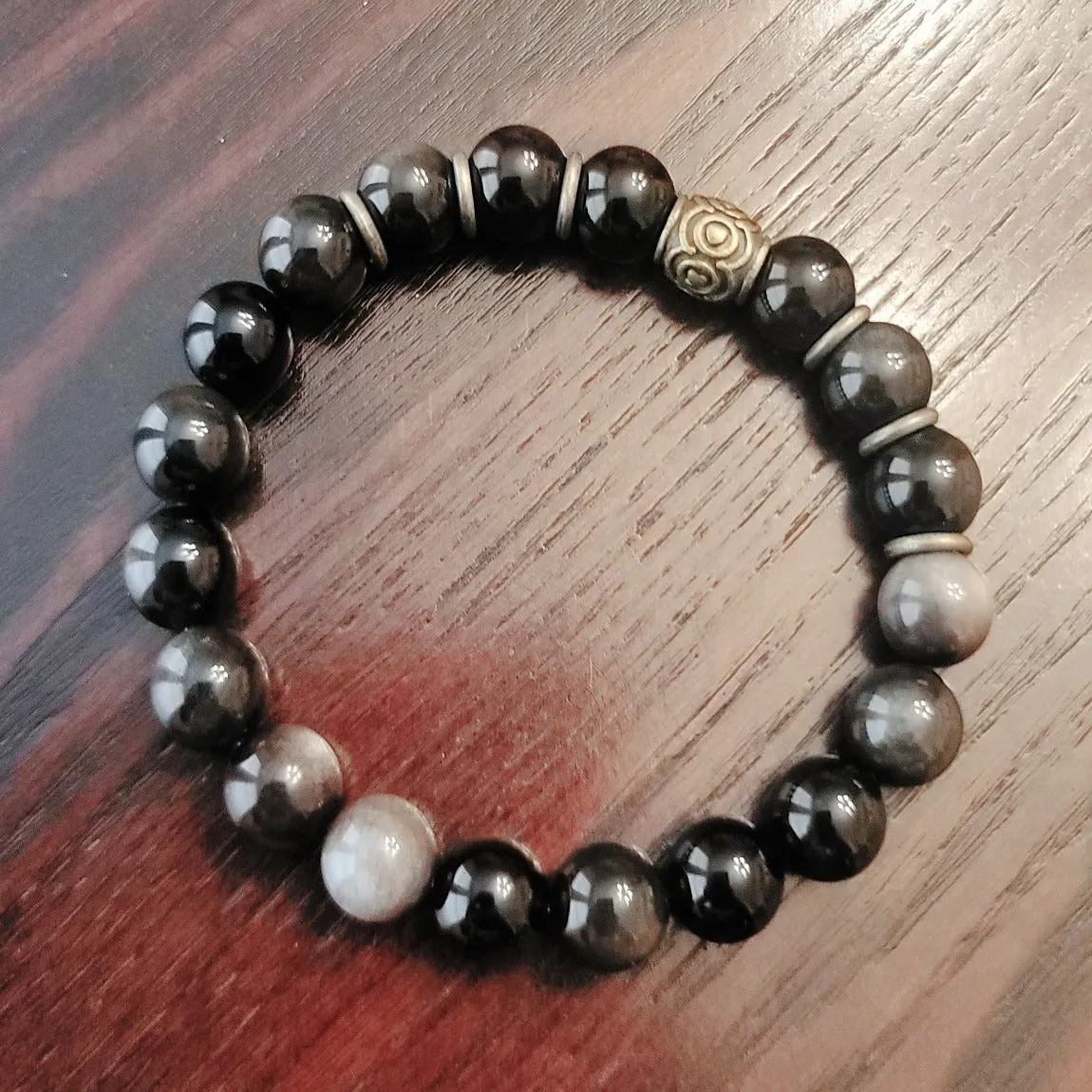 Silver Sheen Obsidian Bracelet