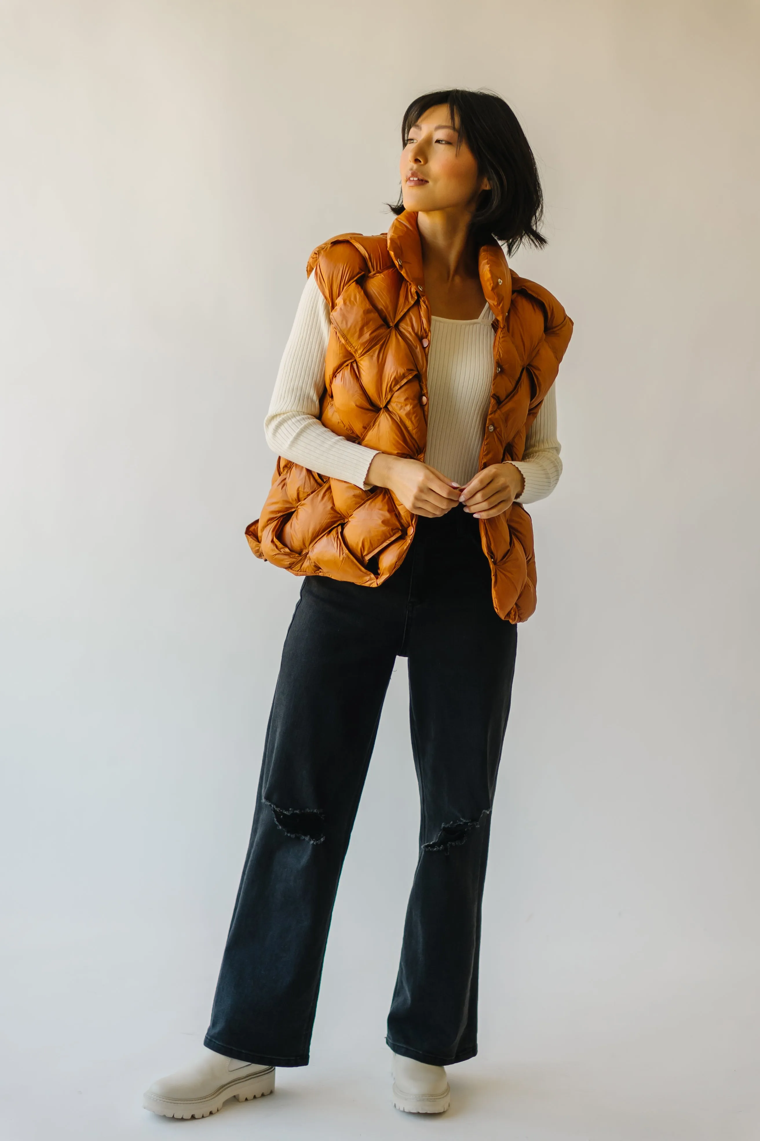 The Carrigan Puffer Vest in Camel